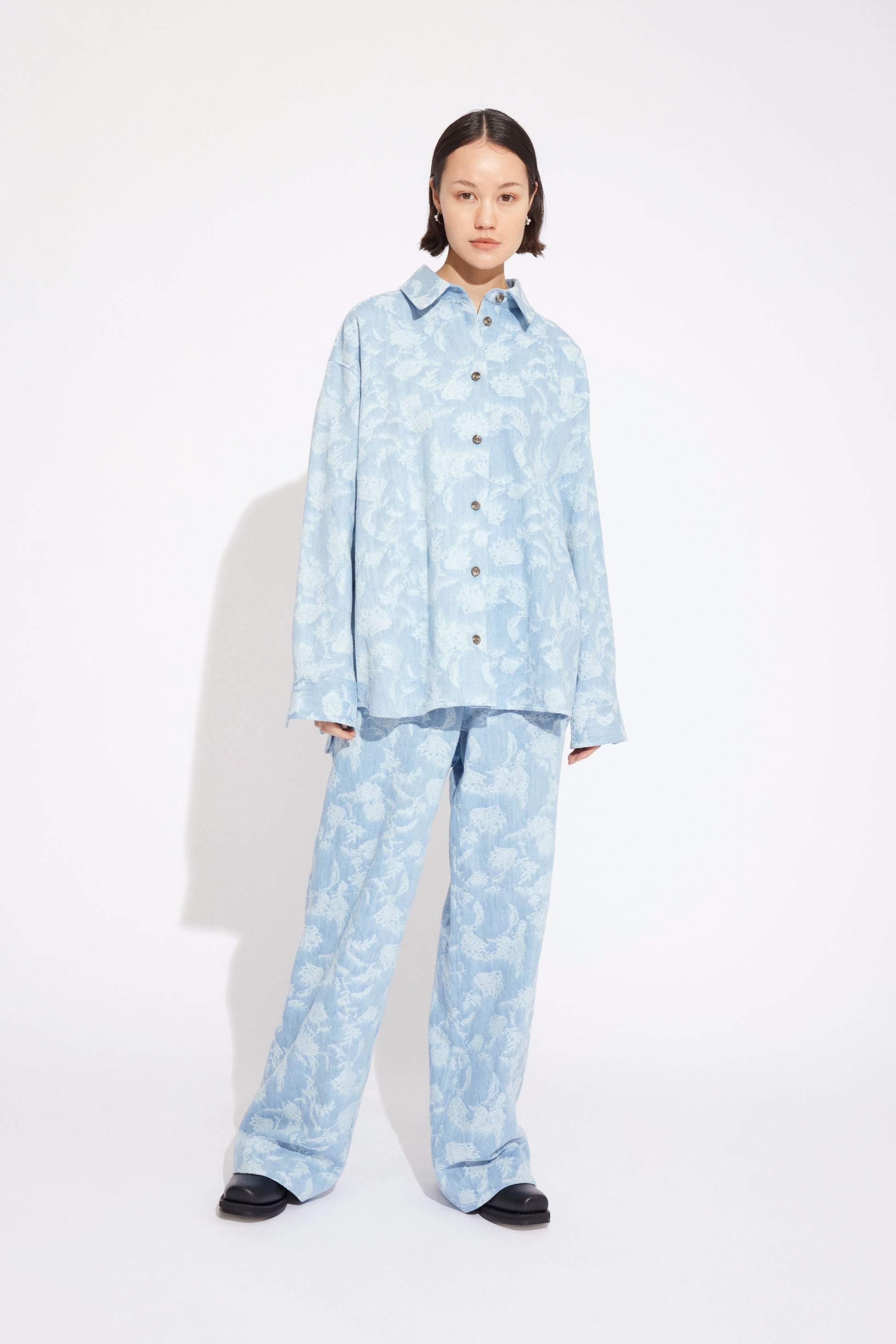 Won Hundred Women Zara Shirt Shirt Light Blue embroidered