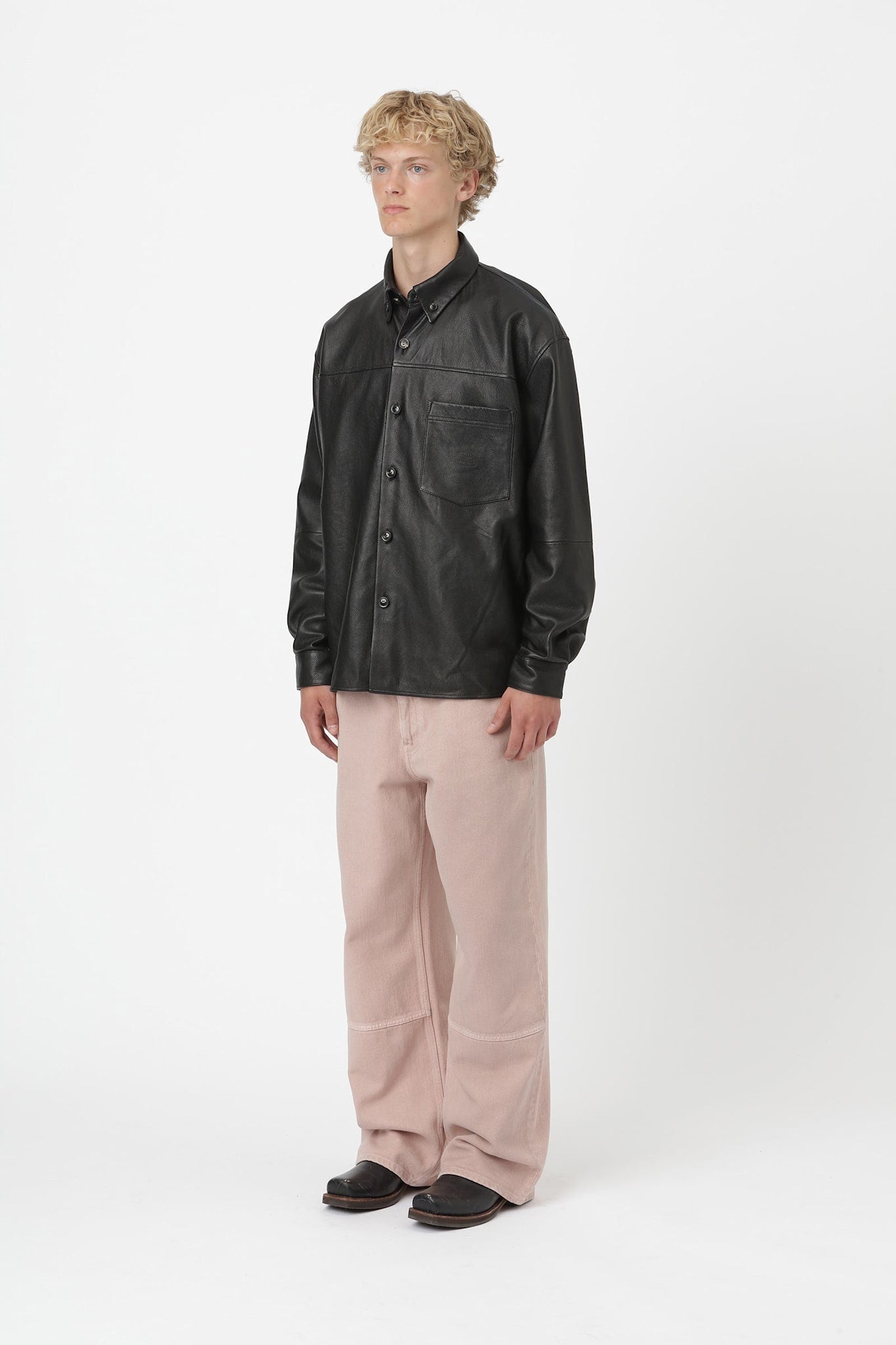 Won Hundred Men Zayne Leather Leather Garment Black