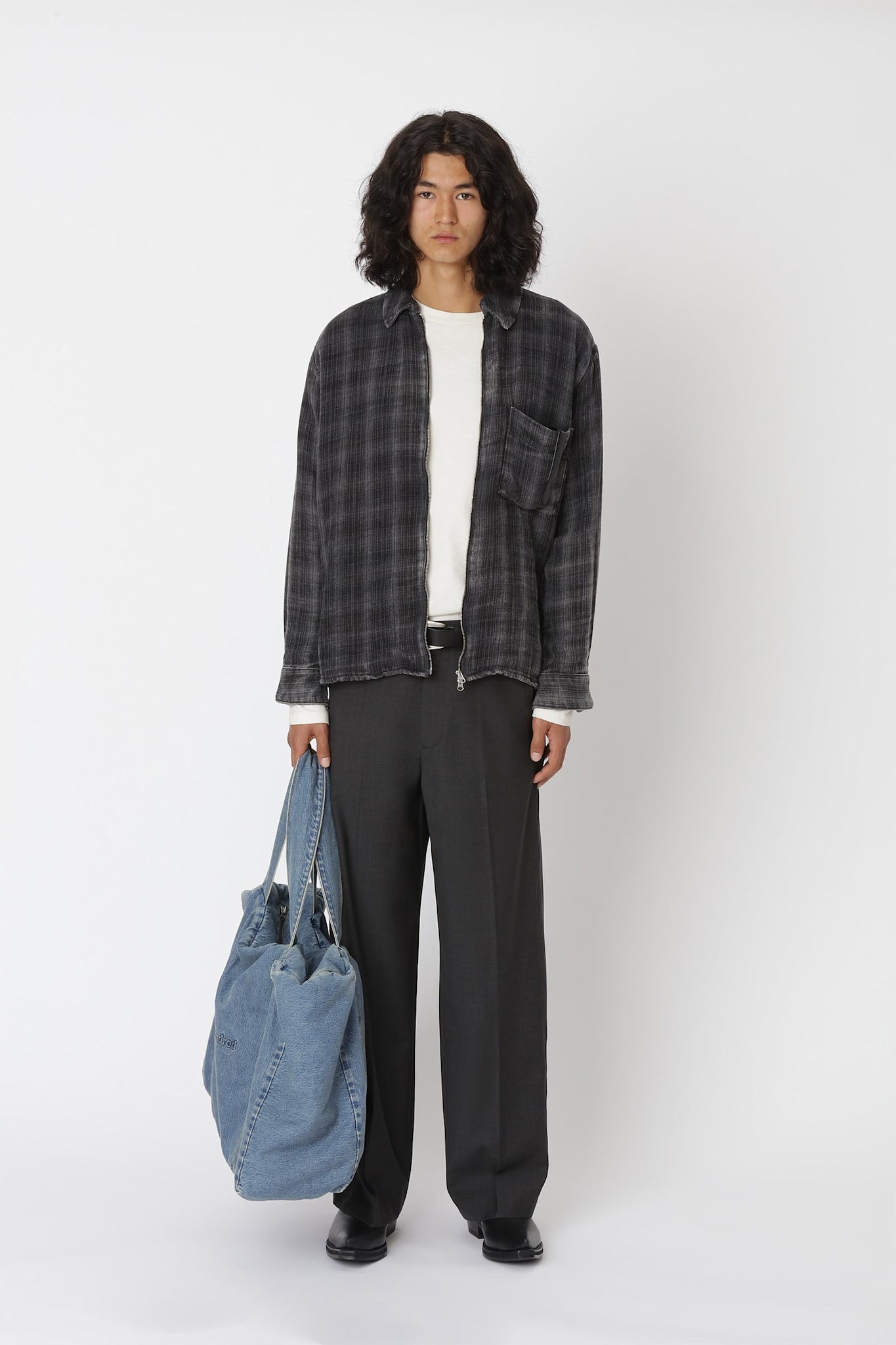 Won Hundred Men Zayne Zip Shirt Shirt Bleached Black