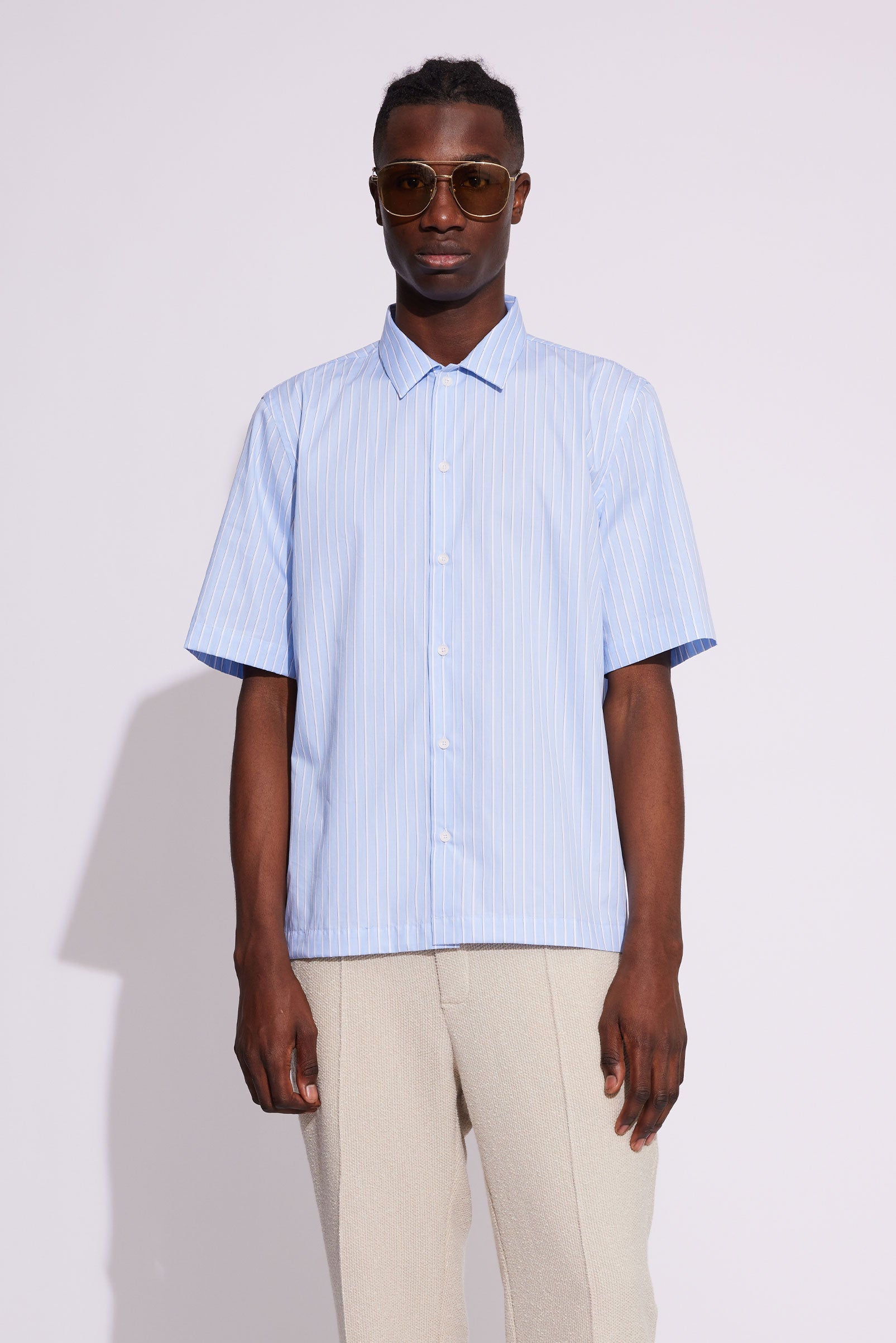 Won Hundred Men Kenny Shirt Blue Stripe