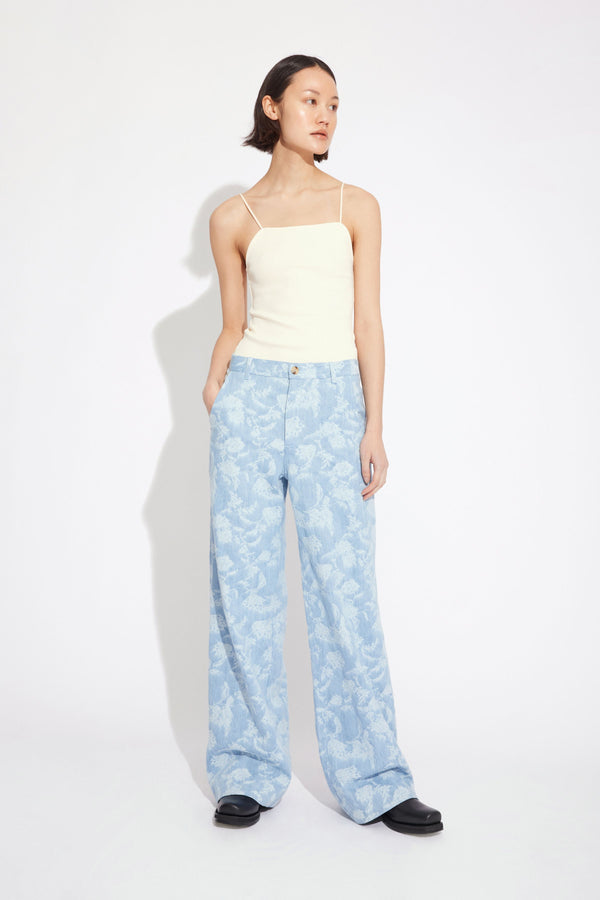 Won Hundred Women Millie Trousers Trousers Light Blue embroidered